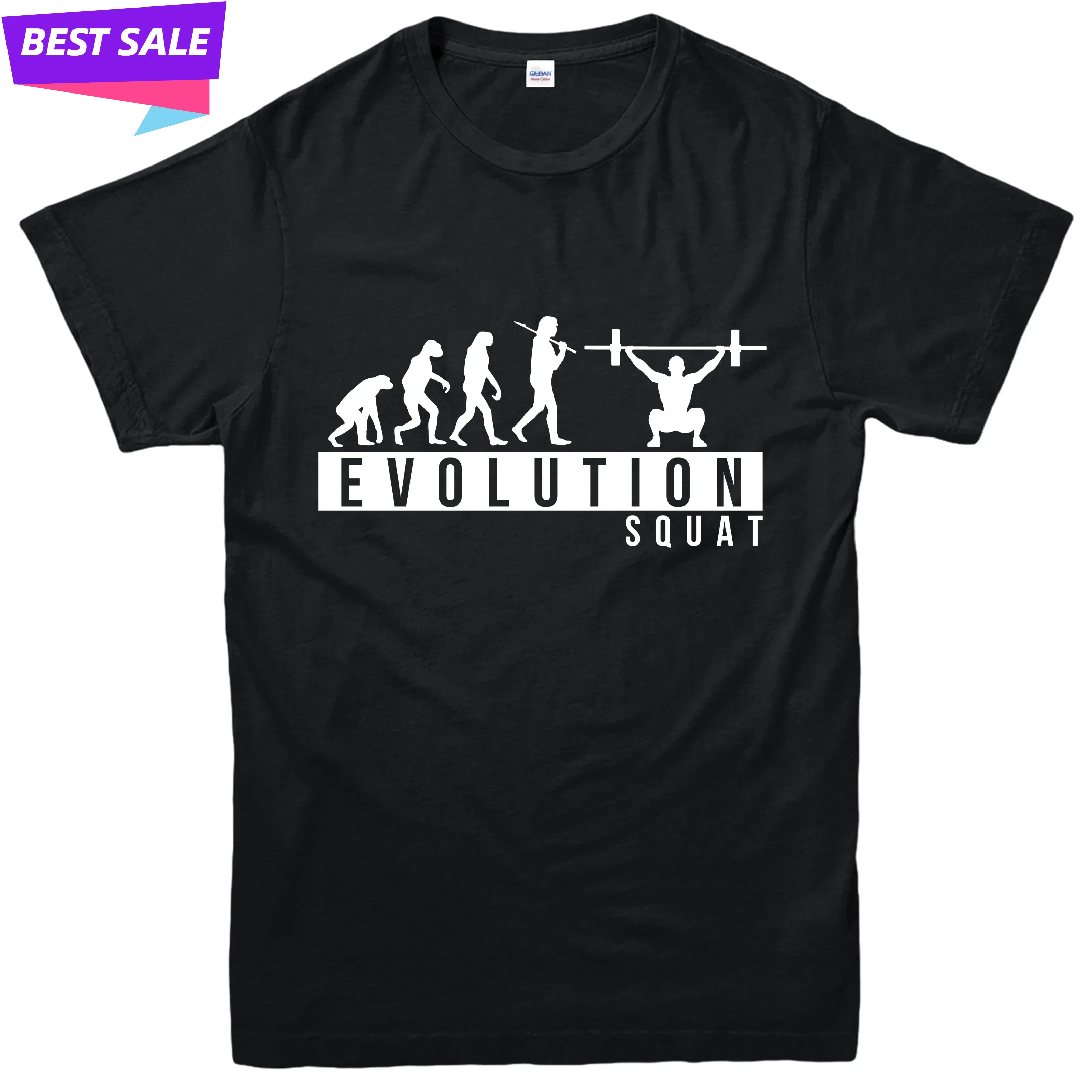 Fashion Squat Evolution Weightlifting Workout T-Shirt 100% Cotton O-Neck Summer Short Sleeve Casual Mens T-shirt Size S-3XL