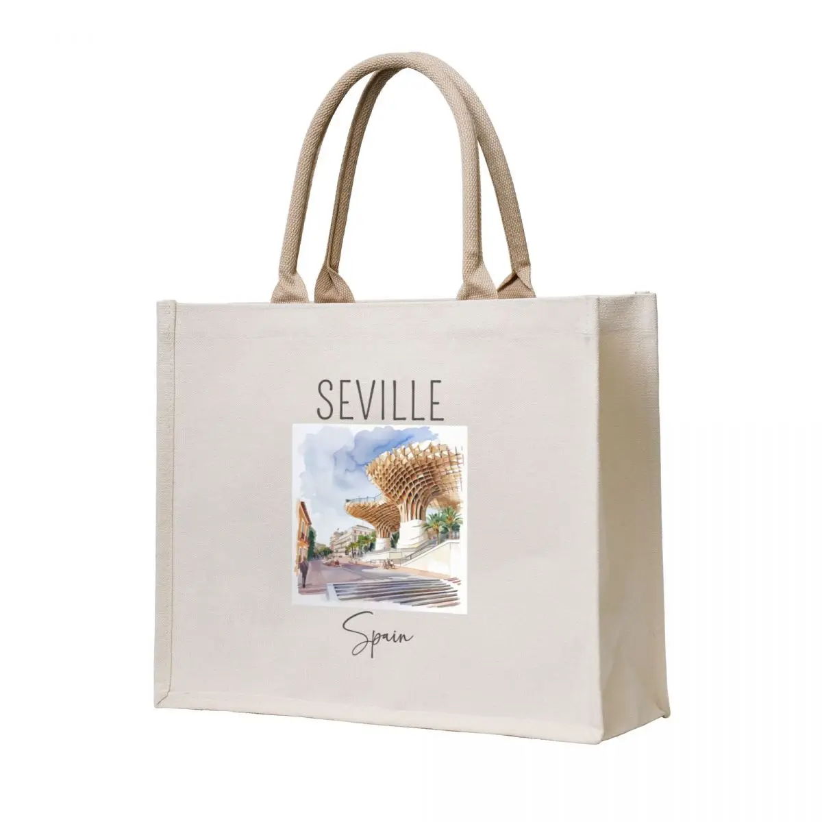 

Watercolor Design of Seville - Spain Tote Bag tote bag university Women's bags Canvas