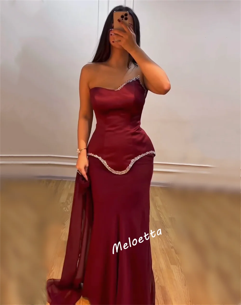 Maßgeschneidertes Temperament-Damen-Abendkleid, glitzernd, trägerlos, Trompete, lange Kleider, maßgeschneiderter Anlass, Abschlussball, Hochzeit, Partykleid