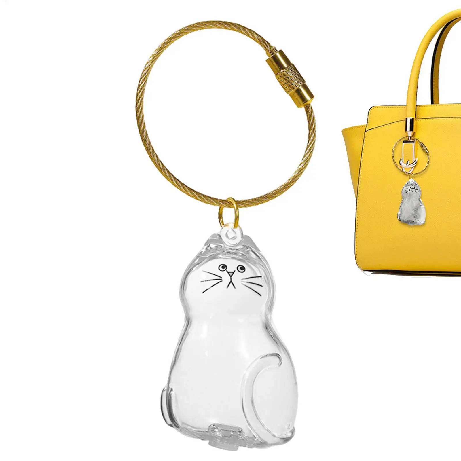 Katzenhaar-Aufbewahrungskapsel Schlüsselanhänger zum Sammeln von Tierhaaren Gedenk-Accessoires Einfach Gestalteter Katzenförmiger Schlüsselanhänger – Detail 11