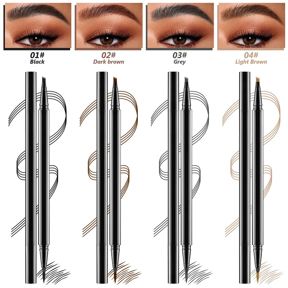 ฉลากส่วนตัว 2 in 1 Liquid Eyebrow & Eyeliner ปากกาโลโก้ที่กําหนดเองกันน้ํากันเหงื่อ Non-smudge แต่งหน้าขายส่ง