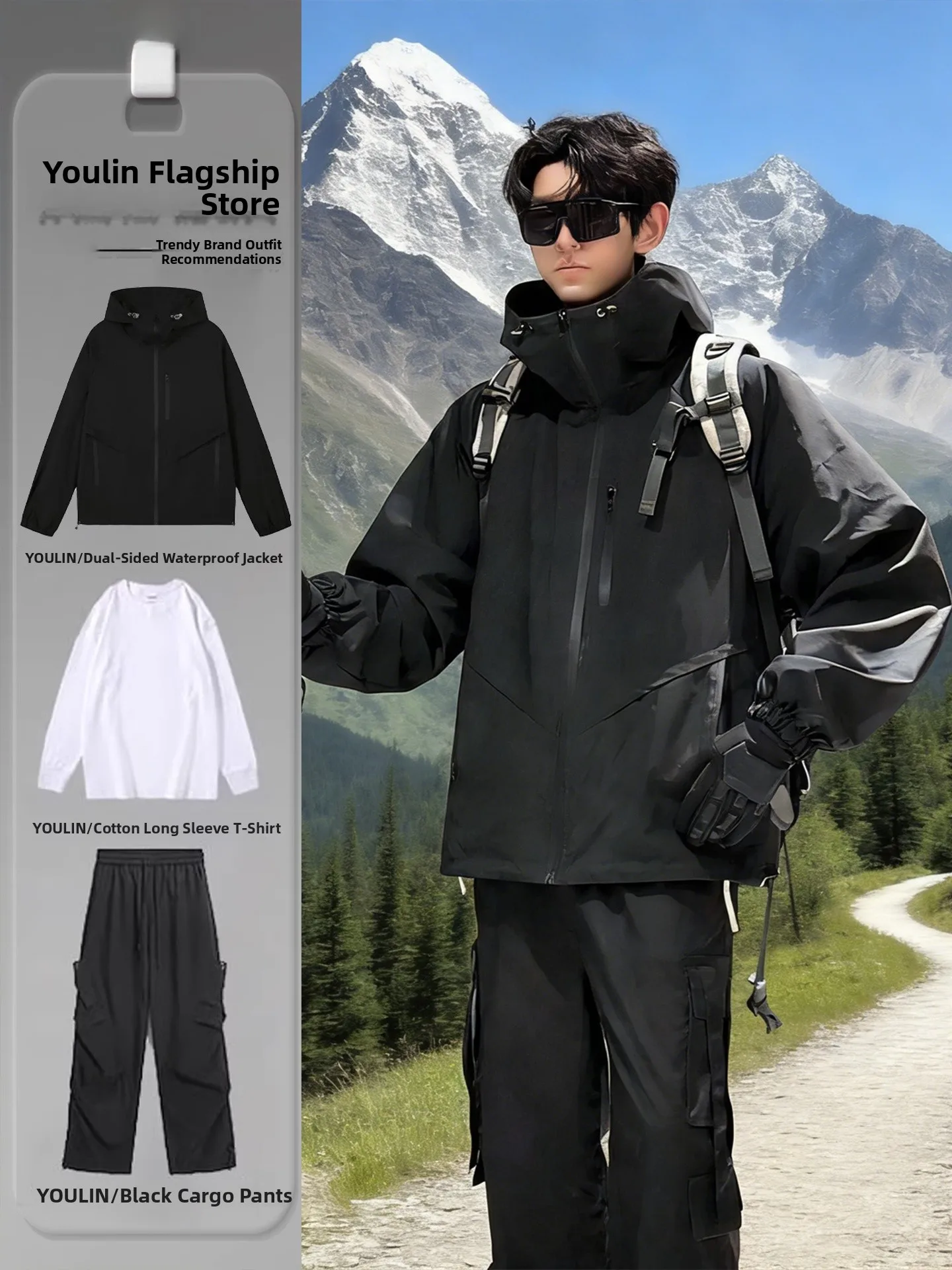 

Костюм для активного отдыха Bla Samurai: Двусторонняя ветрозащитная и водонепроницаемая куртка для мужчин, стильный повседневный спортивный комплект