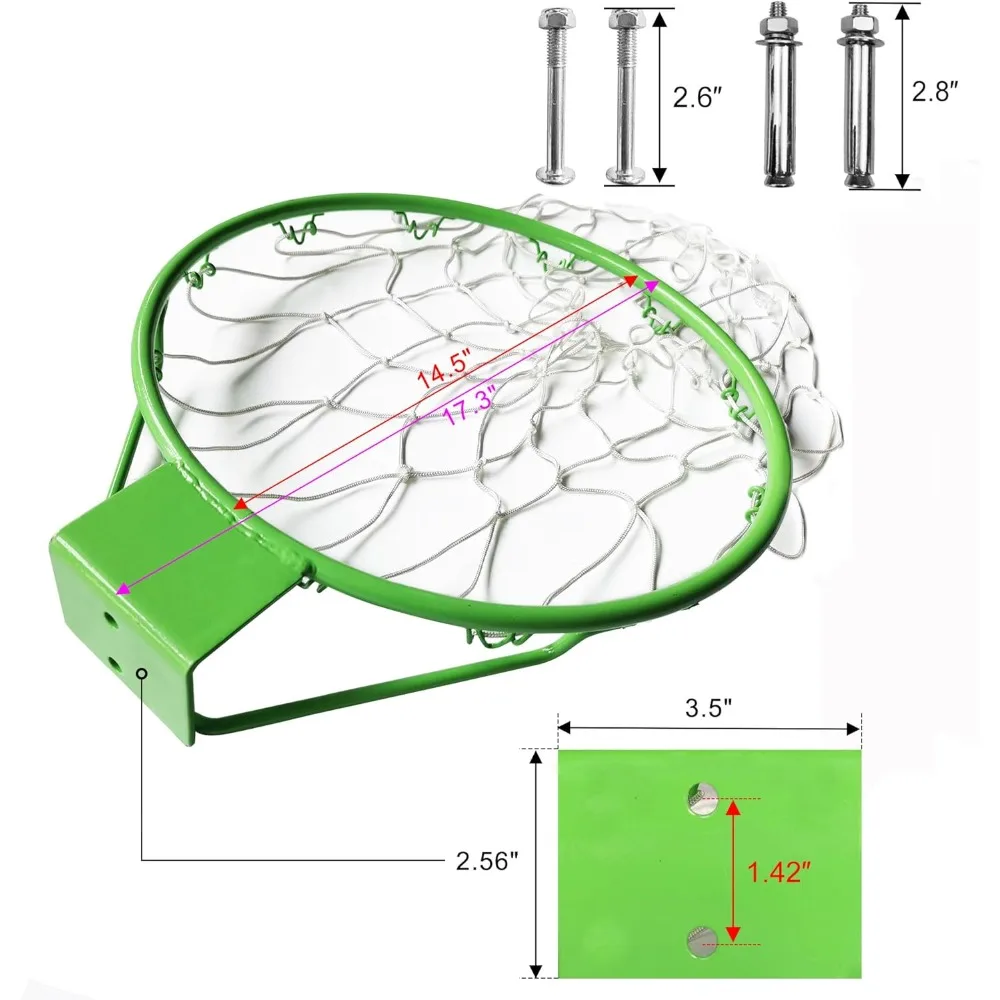 بديل حافة كرة السلة بفتحتين للترامبولين بطول 14 قدمًا/16 قدمًا وحامل على الحائط، ملحقات رياضية خارجية #2