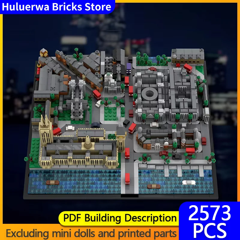 Street View Model MOC Building Bricks London Magical Cube School Scene Modular Technolog Gift Holiday Assemble Children Toy Suit