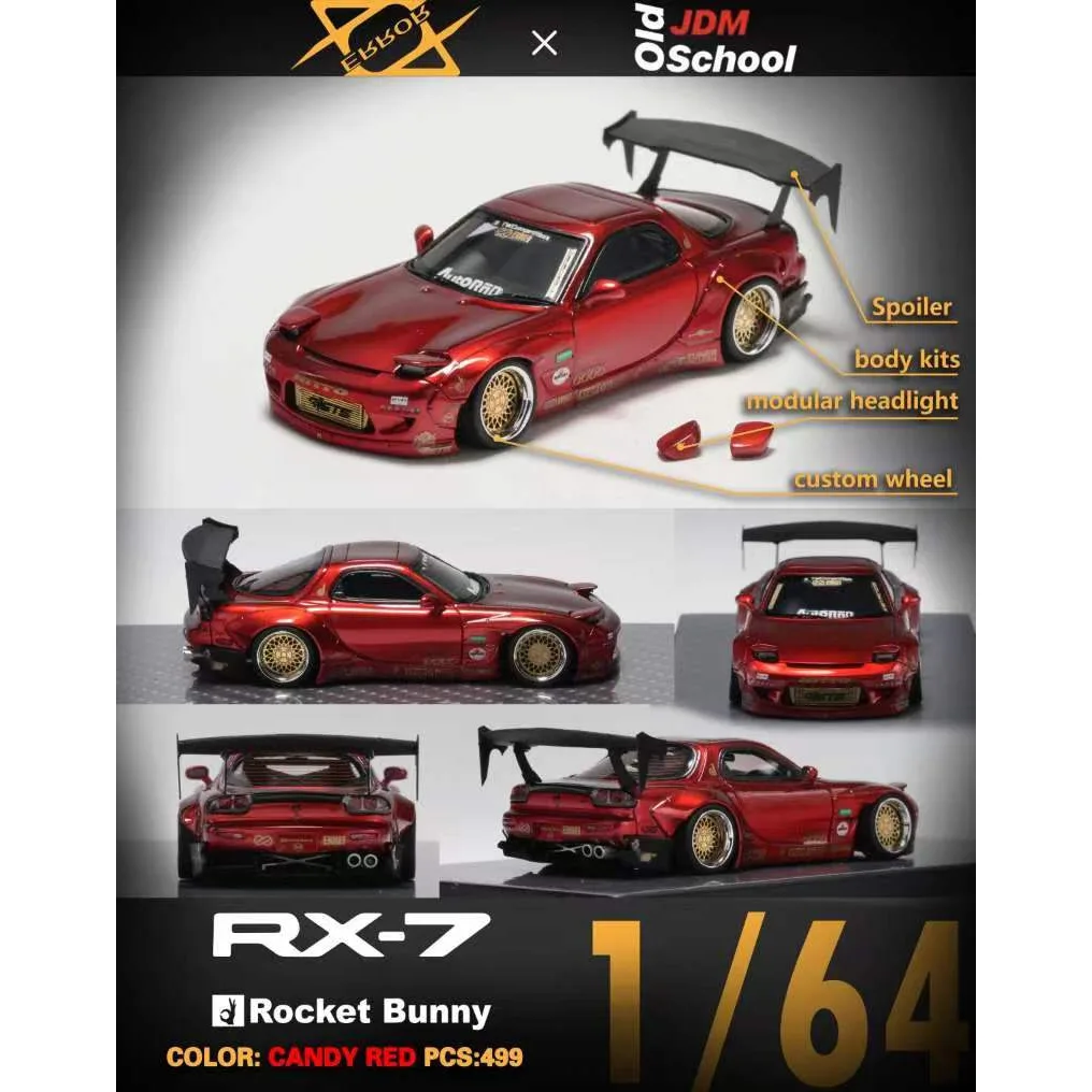 

404Error X Old shool Jdm 1:64 Rocket Bunny RX7FD Red limited 888 Model Car