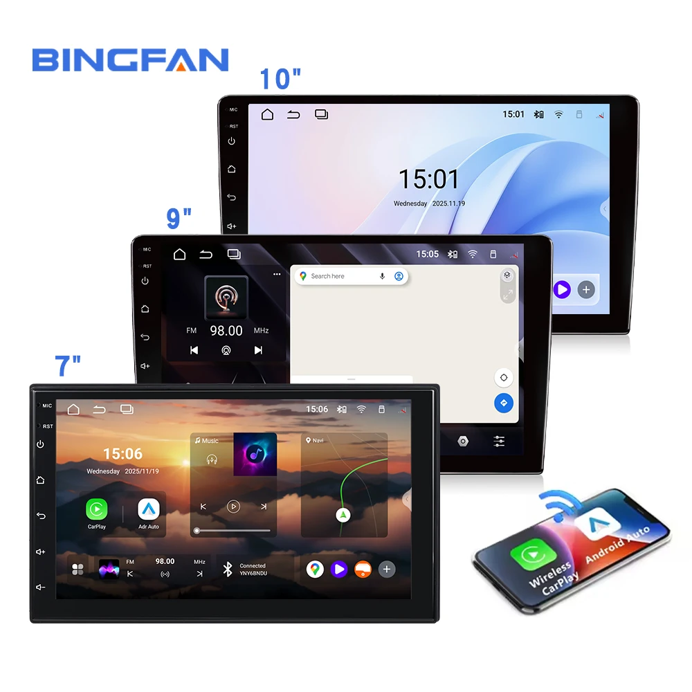 9 Inch 2 Din Universal Android 15 Octa Core Car Stereo Auto Radio 4+64 GB Multimedia GPS Navigation Car DVD Player 4G LTE