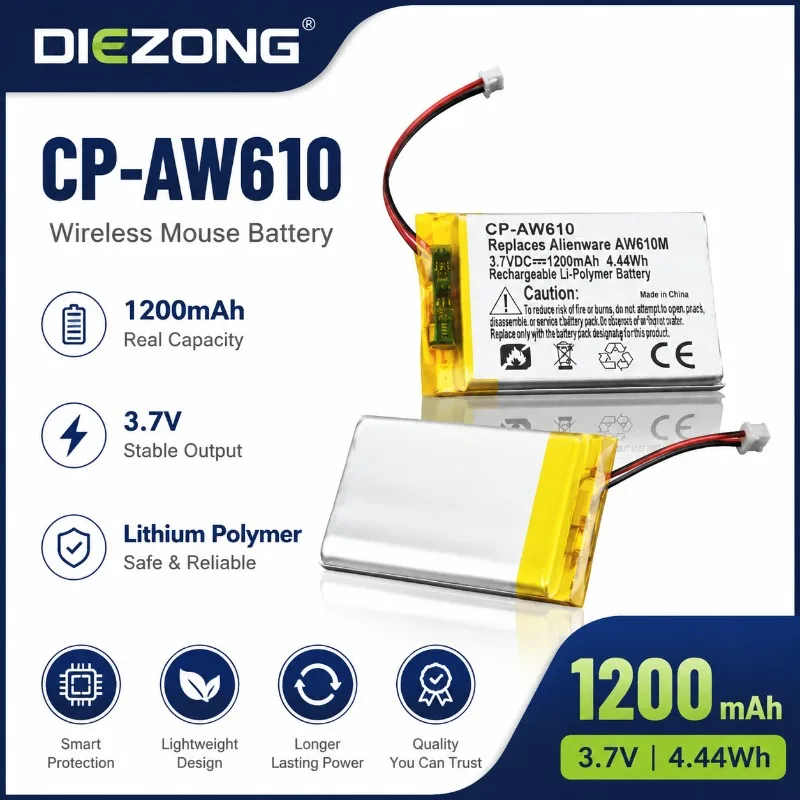 High-Quality CP-AW610 3.7V 1200mAh Rechargeable Lithium Battery for Alienware AW610M Wireless Bluetooth Mouse Battery in Stock