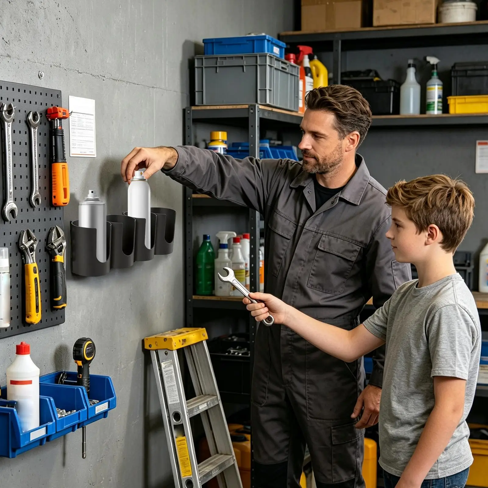 Paint Can Holder 4 Slots Wall Mount Aerosol Bottle Display Rack Fits Diameters Up To 60mm Spray Can Rack For Garage Workshop RV