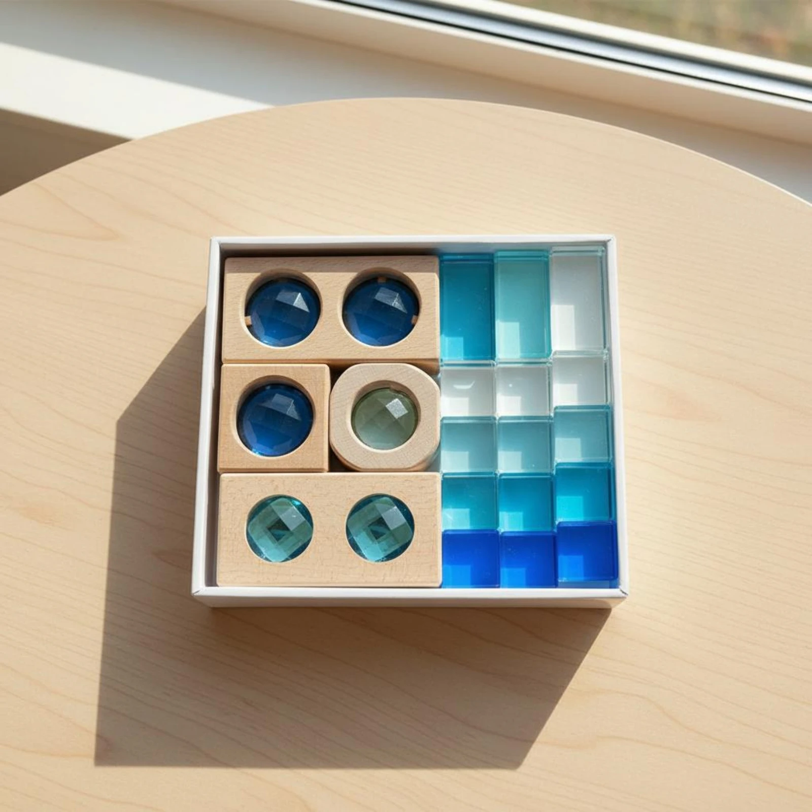 Acrylic Building Blocks Translucent Geometric Building Blocks Wooden Block Set Polished Construction Toy Educational