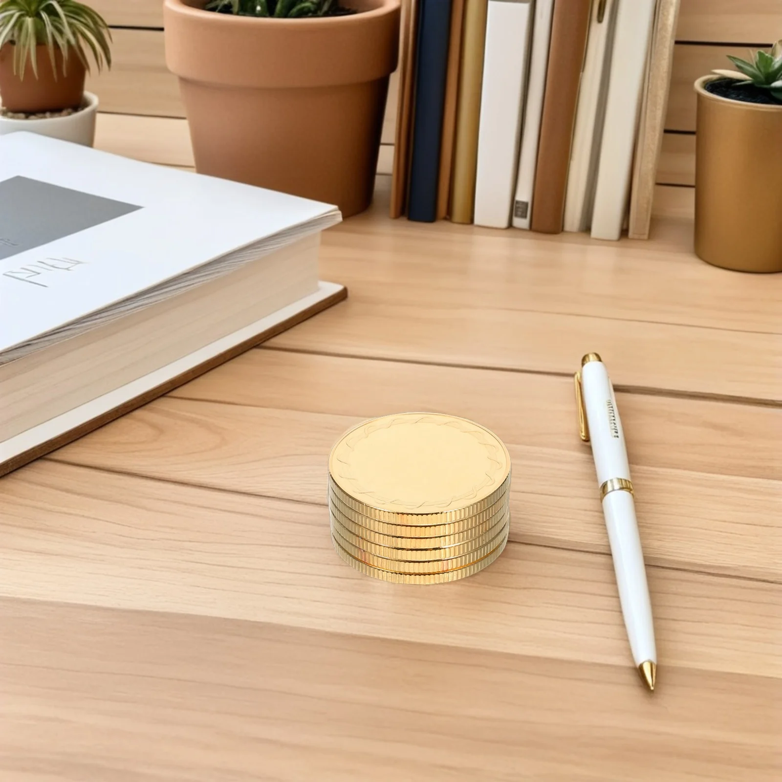 

6Pcs DIY Engraving Blank Coins with Polished Tone Finish Mirror Surface Ideal for Uv Printing Craft Challenges Commemorative