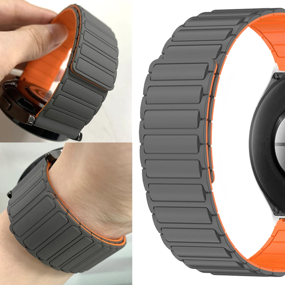 22 مللي متر شريط سيليكون مغناطيسي لـ Huami AMAZFIT BIP 6 5 BALANCE2 حزام رياضي لـ AMAZFIT GTR 4 3pro 2e Stratos 3 سوار الفهد