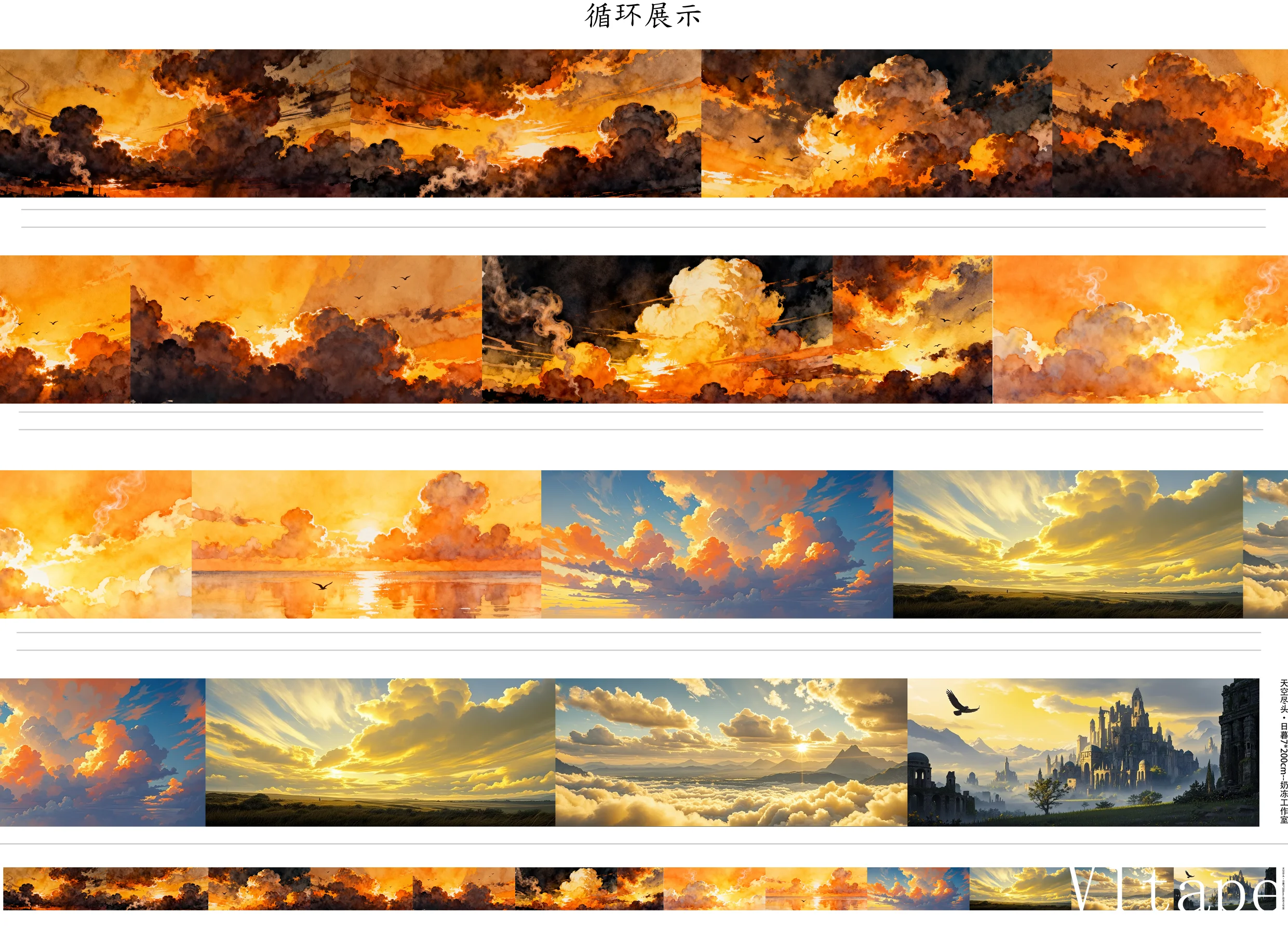 

Красивые облака Небо ‌ Сумеречный пейзаж Washi ПЭТ-лента Naidong