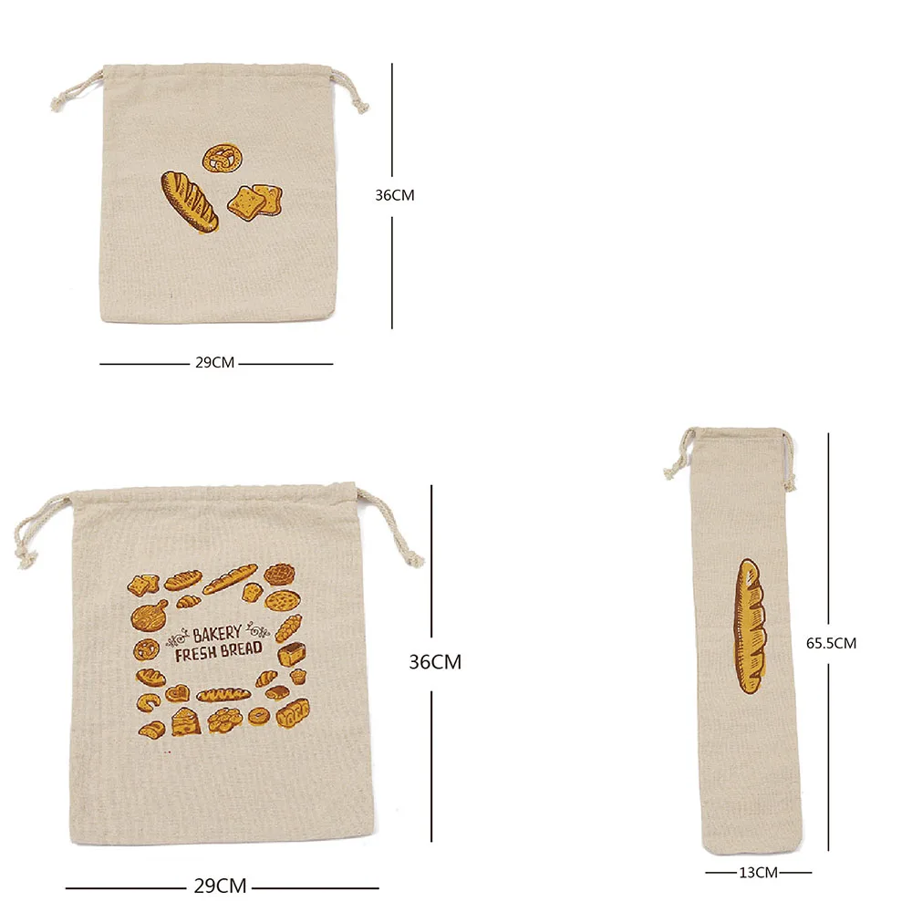 Bread Bags Reusable Drawstring Bag For Loaf Homemade Artisan Bread Storage Bag Linen Bread Bags For Baguette Can Print Logo