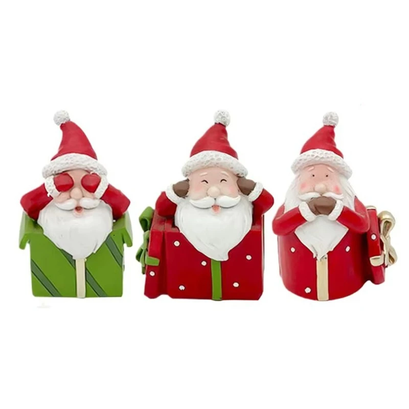 Resin Santa Claus Decorations Christmas Statues Resin Miniaturdesktop Ornaments Figurine Holiday Supplies