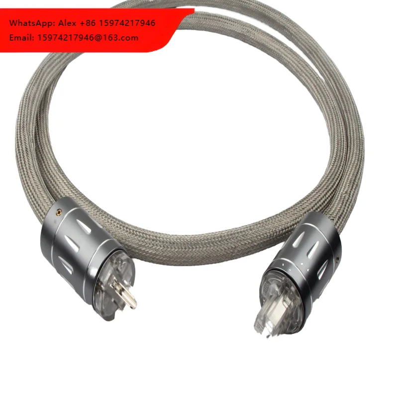 Hi-End Silver-Plated Copper Power Cable With Nickel Plating PVC Insulated EU Plug Hifi Cord For DVD CD AMP