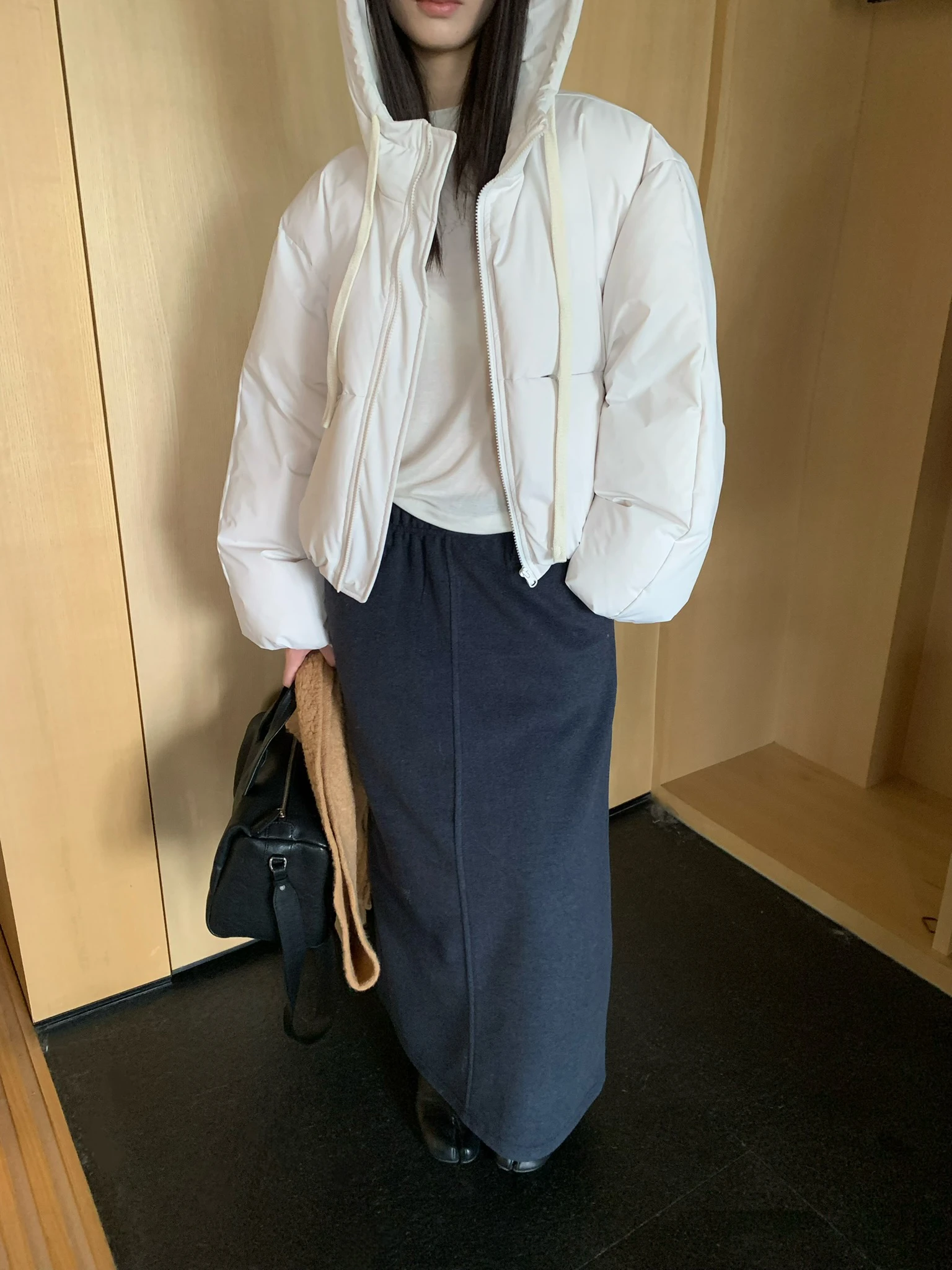 

Casual Korean Sle ort Puffer Jaet Slimming Commute Personali Autumn Winter Warm Zipper Closure Pure Color Women's Coat