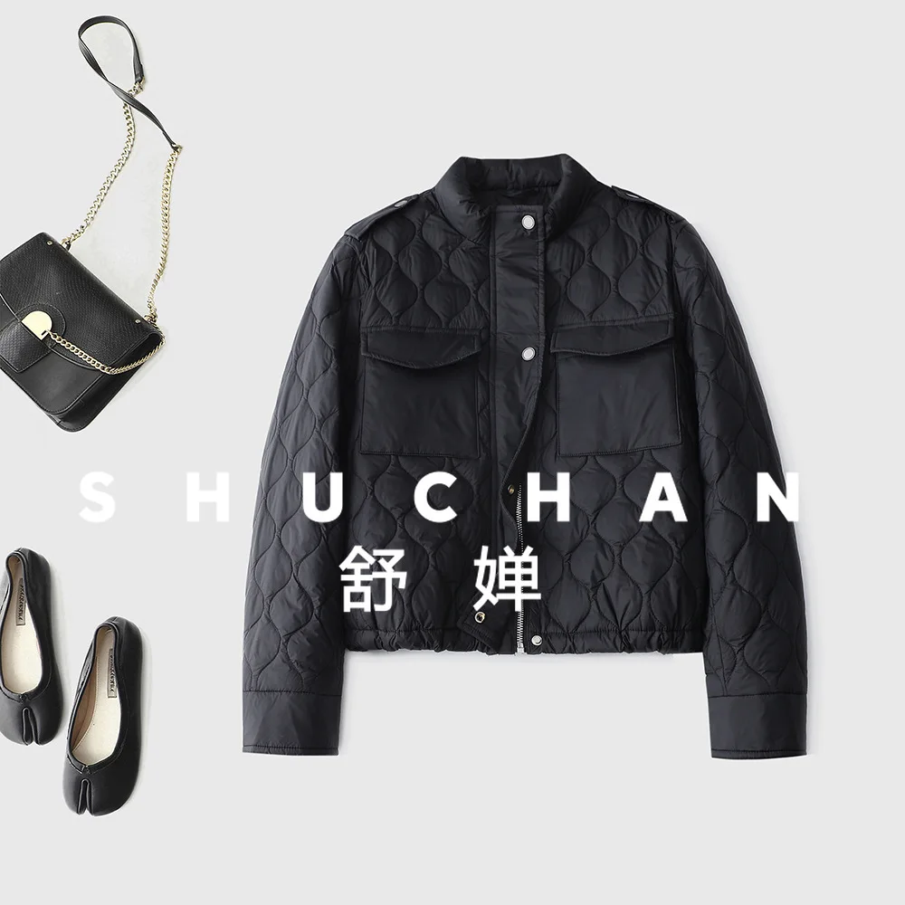 جديد 90 الأبيض بطة أسفل سترة خفيفة الأزياء الوقوف طوق القرع شبكة مكافحة الحفر أسفل سترة صغيرة أسفل النساء