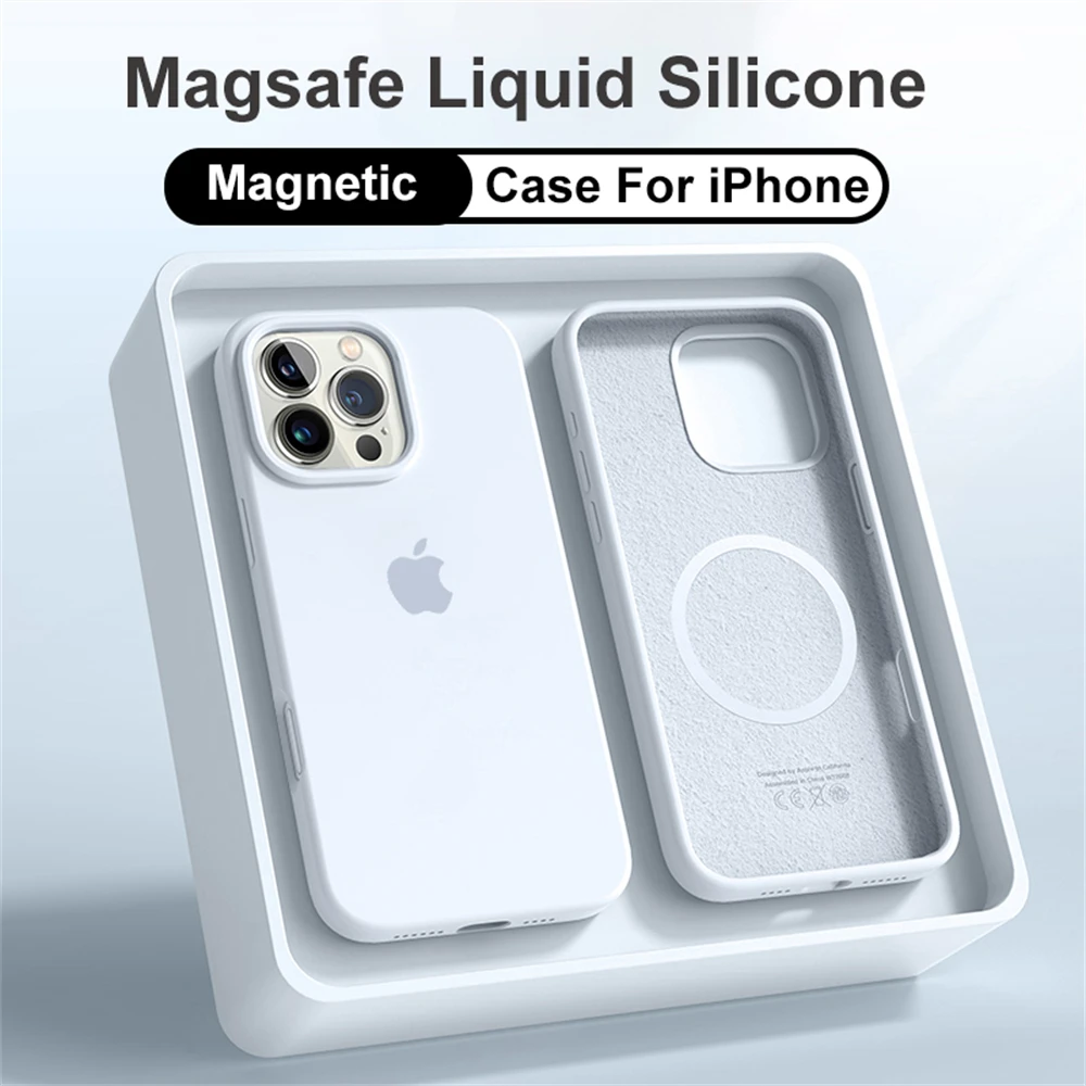 Original Magsafe Magnetic Liquid Silicone Soft Case for Apple iPhone 16 15 13 14 Pro Max Wireless Charging Full Logo Phone Cover