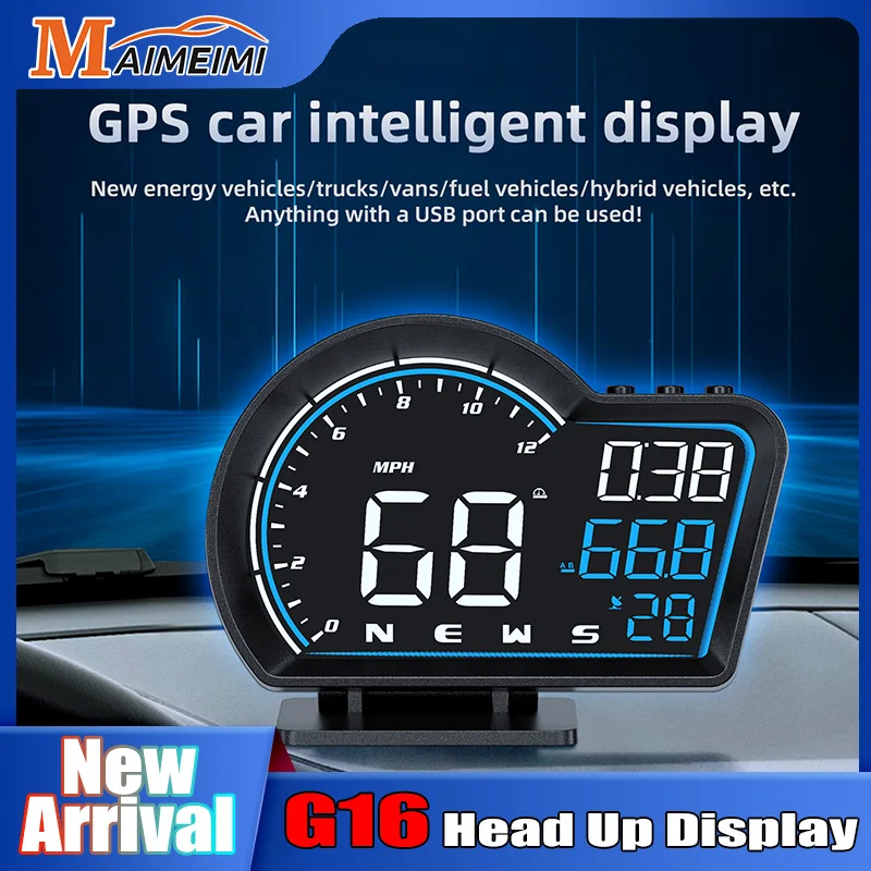 Yeni G16 HUD Dijital GPS Araba Akıllı Ekran HUD G16 Kilometre Head Up Display Aşırı Hız Güvenlik Alarmı USB arayüzü