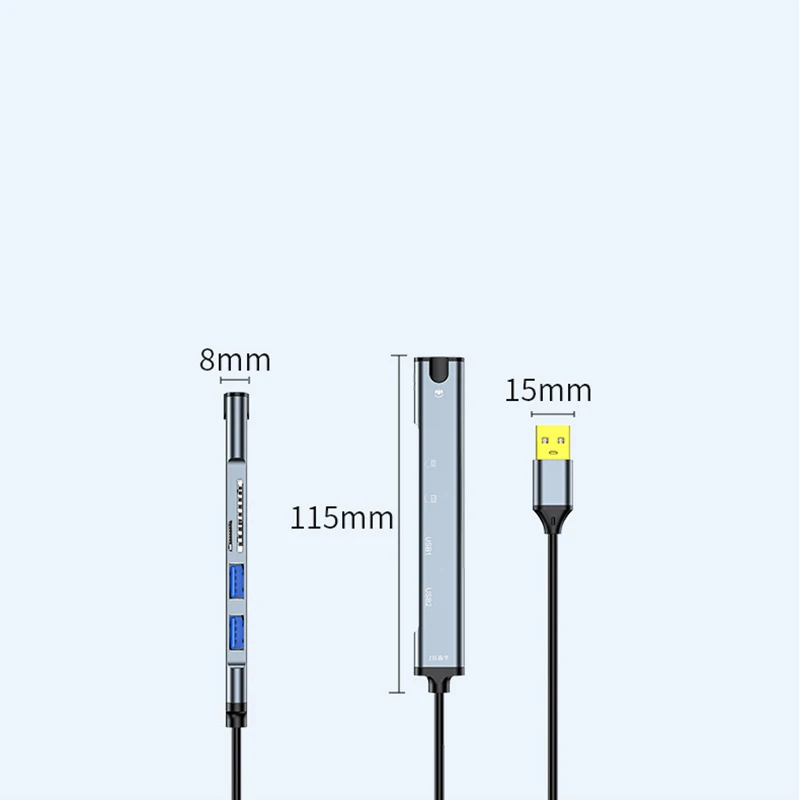محور 5 في 1 مع 3.5 ملم من النوع C إلى USB HUB شاحن تمديد محول صندوق محول مع قارئ بطاقات TF Micro SD مقسم USB #4