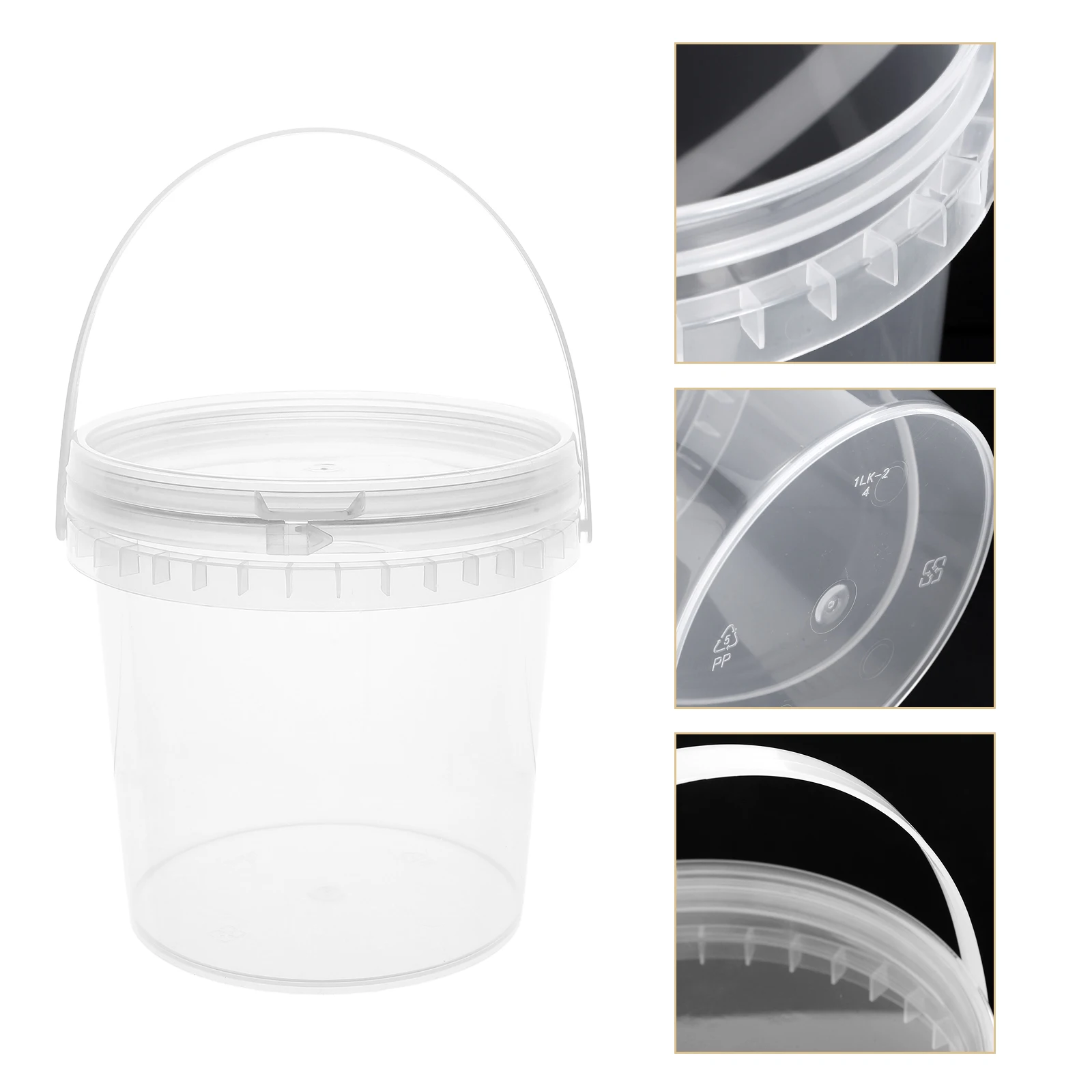 

3pcs Ice Cream Bucket 1L Thick Transparent Storage Containers Lids Portable Jam Bucket Sealed Non Leaking Freezer Container