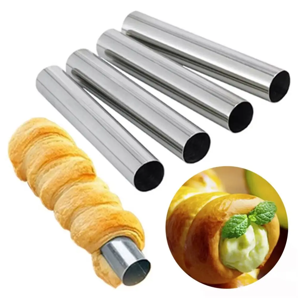 1/6Pcs DIY Horn Croissants Mold Cake Baking Moulds Cannoli Screw Tubes for Cake Bread Pastry Baking Mold Party Kitchen Tool