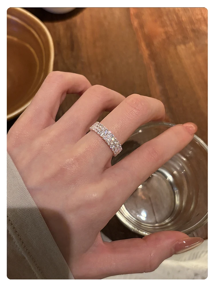 Ultra-Glänzende Luxus-Ringe mit Mikro-Zirkonia-Besatz, Offen Verstellbar, Silberfarben, für Damen, Eleganter Schmuck, Vielseitiges Finger-Accessoire – Detail 18