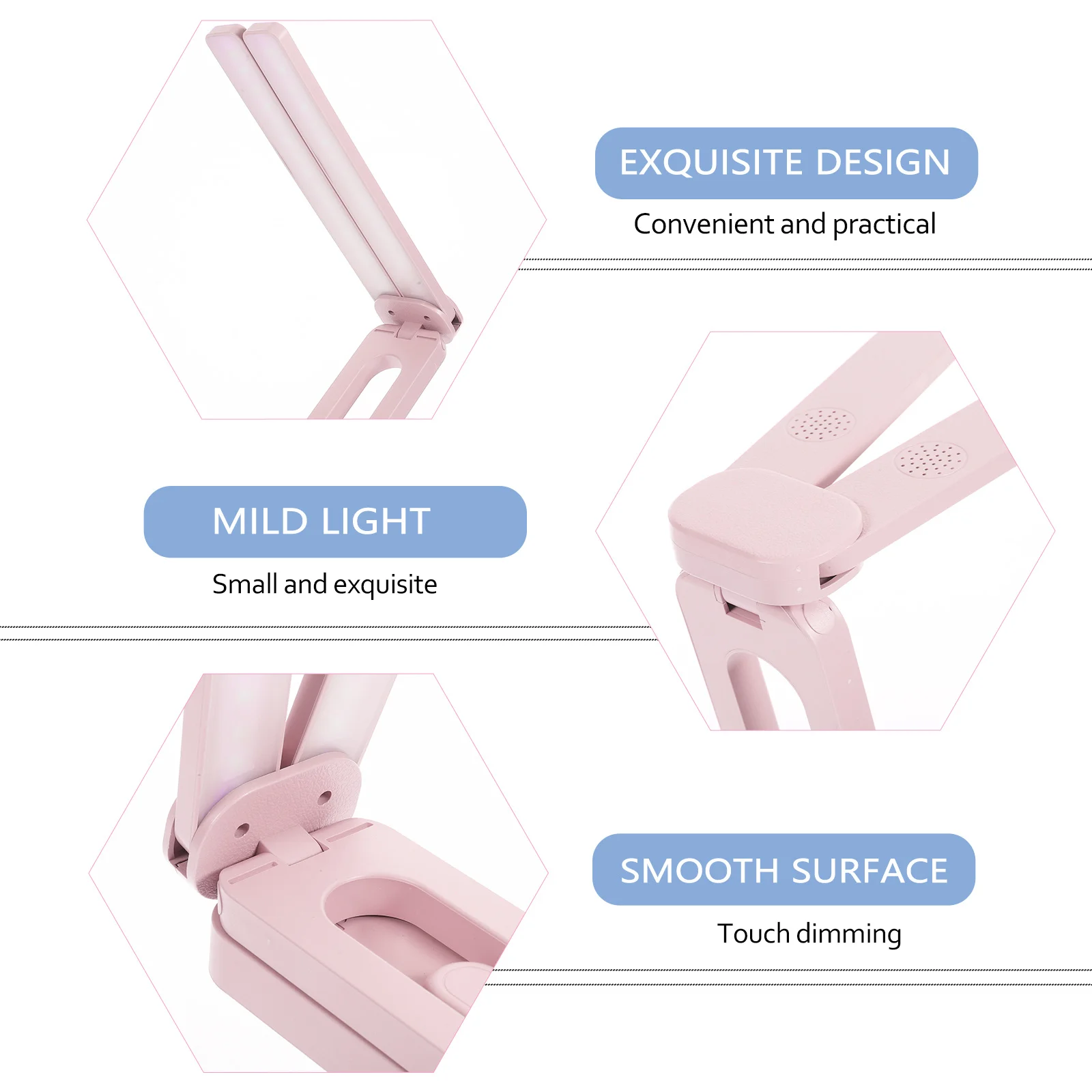 

Foldable Desk Lamp with Dual Heads LED Adjustable Brightness Rechargeable Powered Table Light for Study Bedside