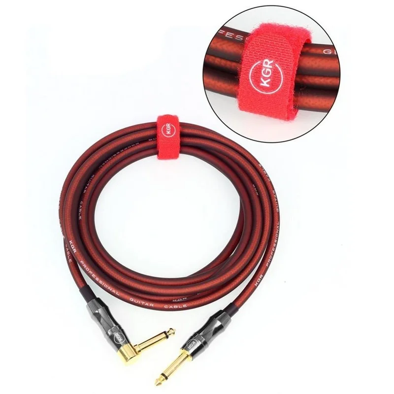 KGR 20AWG Electric Guitar Bass Audio Cable Connector Straight To Right Angle Plug Instrument Noise Reduction Shield Guitar Cable