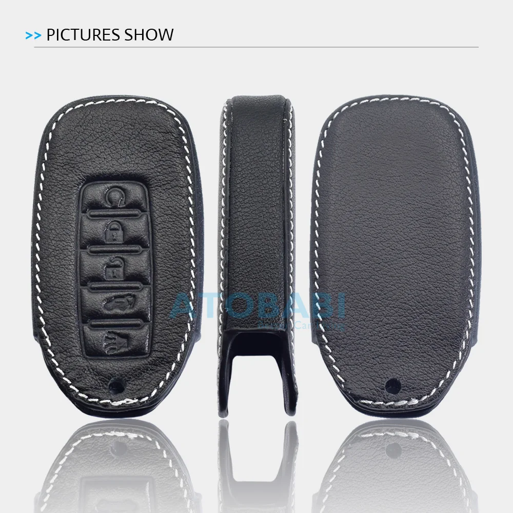 ATOBABI Leather Car Key Cover Bag For Infiniti Q50 Q60 QX50 QX60 2019 2020 2021 2022 2023 Smart Remote Fobs Shell Protector Case view 3