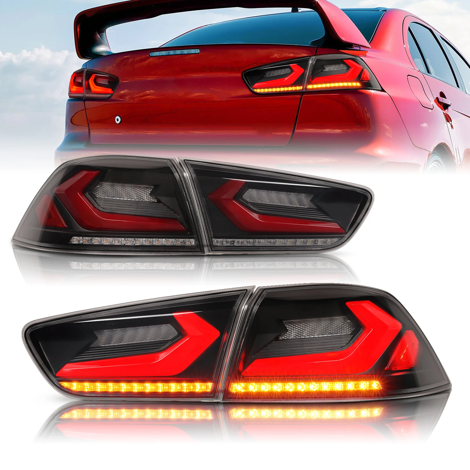 Archaische neue Design-Autolampe mit sequentiellem Blinker, Lauflicht für Lancer EVO X 2008–2018, Rücklicht