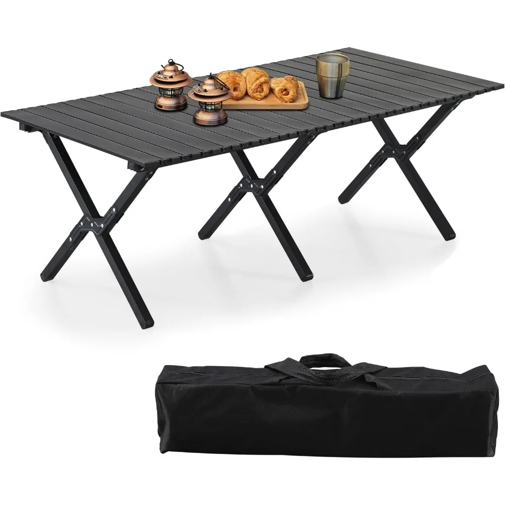 

Aluminum Folding Camping Table, Portable Foldable Picnic Table, Outdoor Lightweight Roll-up Camping Table, Collapsible Camp Tab