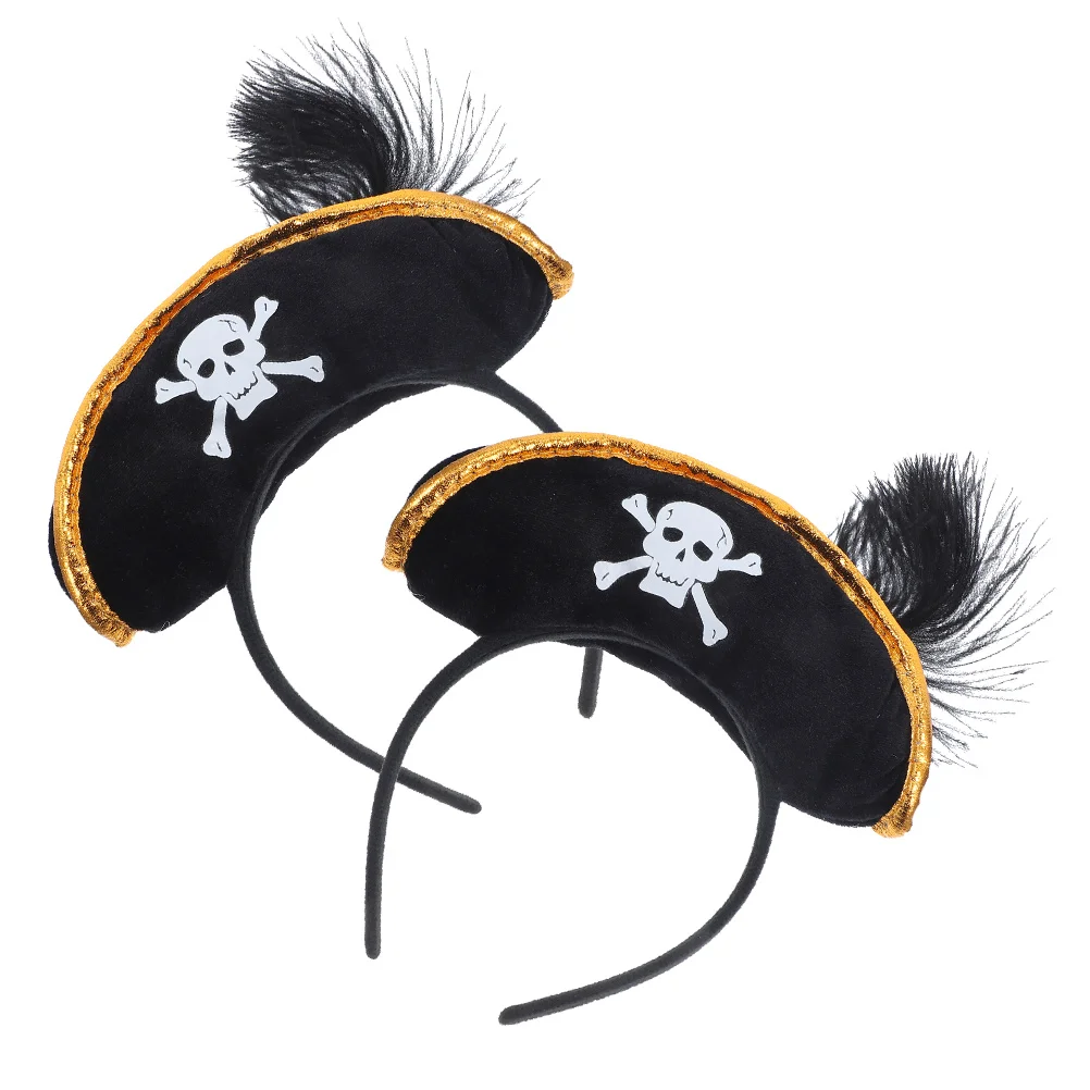 

2 Pcs Skull Hat Headband Cosplay Headdress Prop Party Accessory Cap Halloween Non-woven Fabric Hair Hoops