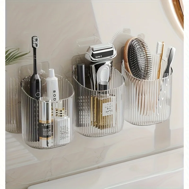 1pc Wand-Montiert Organizer Tasse Multi-Funktionale Bad Küche Lagerung Zahnbürste Halter Platzsparende Bad Zubehör – Detail 1