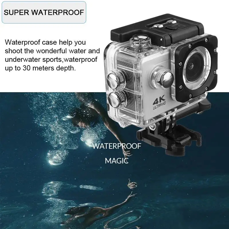 Neue Action Kamera Ultra HD 4K Wifi 2.0 "170d Bildschirm 1080p Sport Kamera Wasserdicht Helm Gehen Extreme pro Cam Video Camcorder