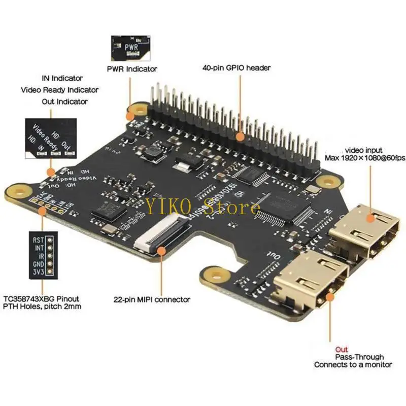 

K32C X1301 1080P to CSI2 Conversion Accessory for RPi, TC358743XBG Chip 1920x1080P Highly Definition Video and Auditory