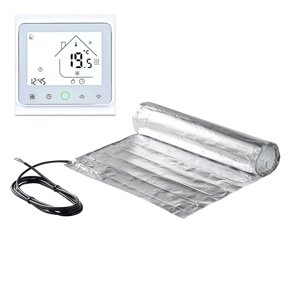 

Система подогрева пола, комплект ковриков с подогревом из фольги с Wi-Fi Tuya, термостат для управления приложением для ламината, плавающего ковра, деревянный бамбук