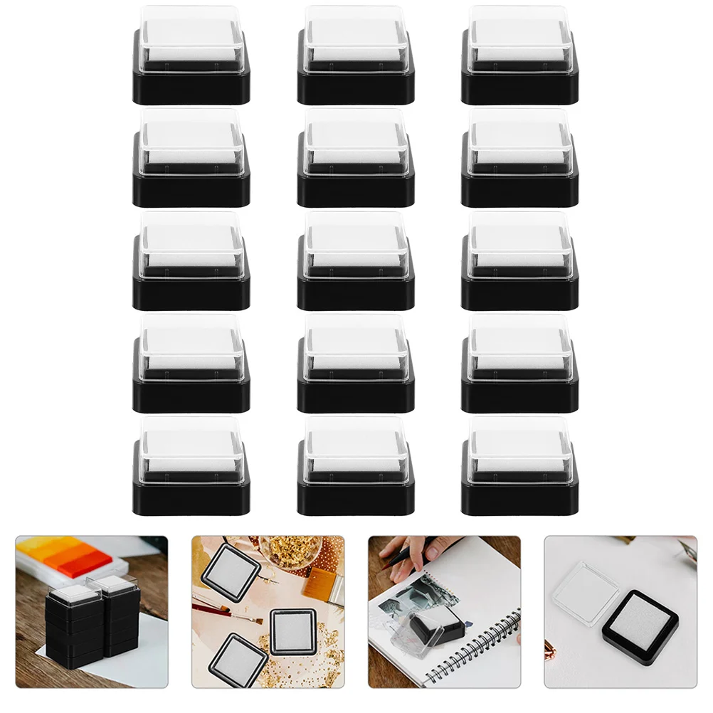 15 Stuks Lege Inkt Pad Uitstekende Afwerking Pads Vierkante Vingerafdruk Stempel Plastic Diy Vingerafdruk Craft Stempelkussen Stof