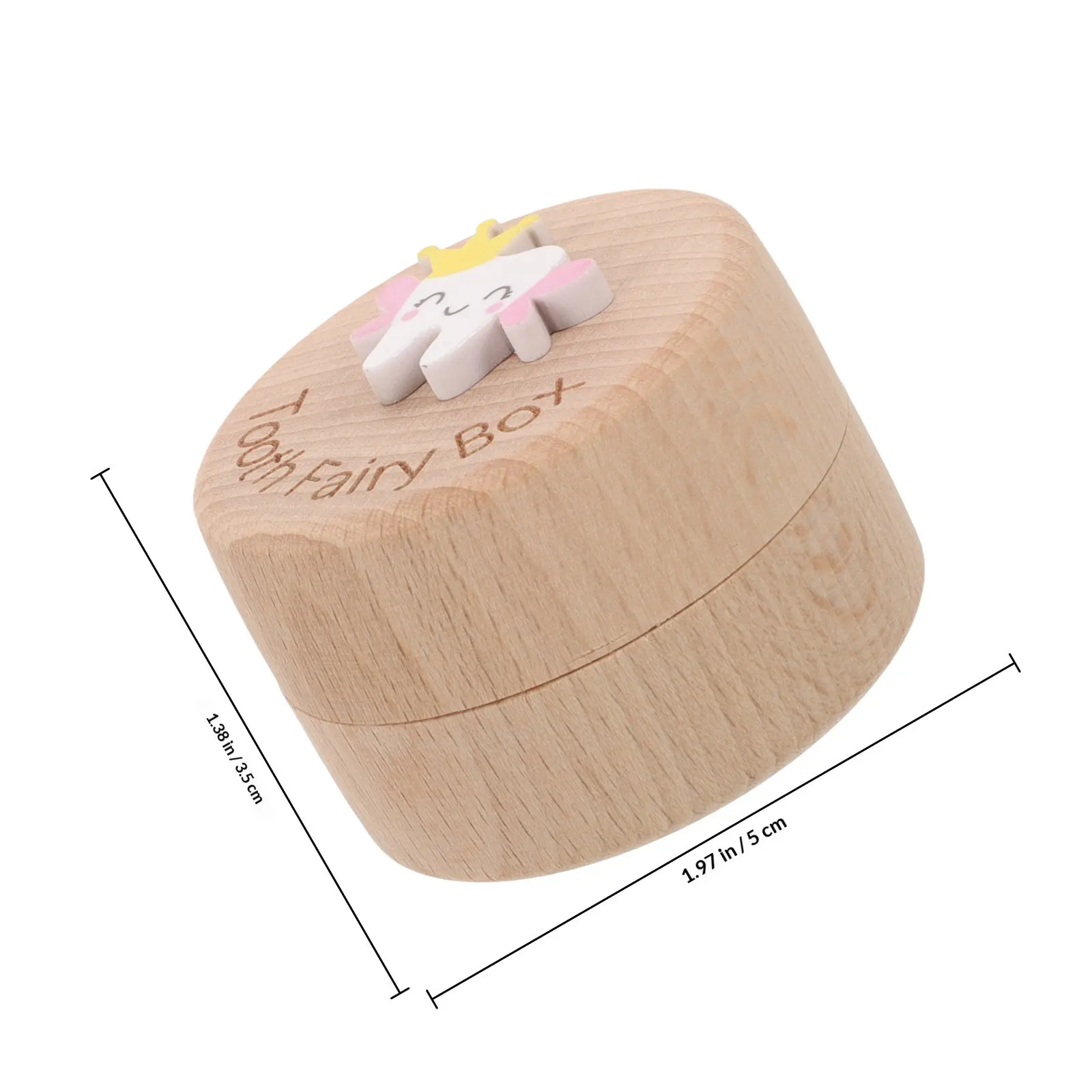 Teeth Storage Box for Babies Cartoon Pattern Sturdy Wooden Baby Tooth Keepsake Container Ideal for First Tooth Collection and