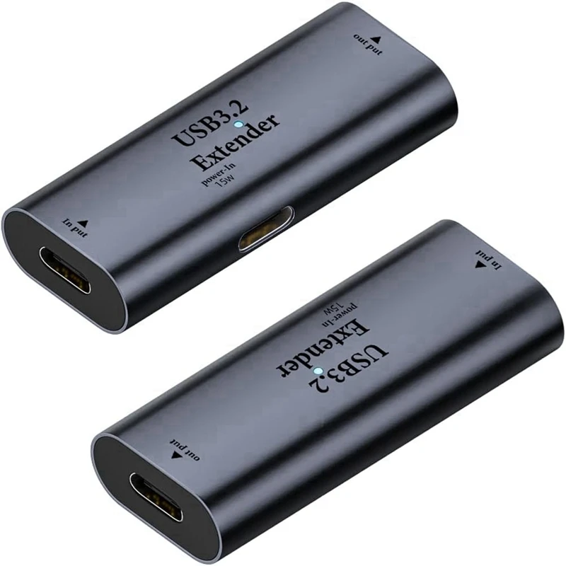 USB C To USB C Adapter, 5Gbps 15W Signal Amplifier Extender, USB C Female To USB C Female Converter For Laptop, Camera