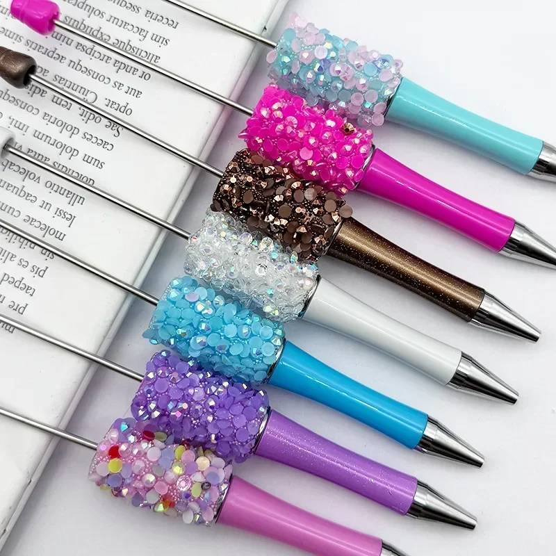 A30PCS Resin Diamond Glitter DIY Bead Pen, Handmade Diamond Pasting, Novel Cartoon Cross-border Ballpoint Pen