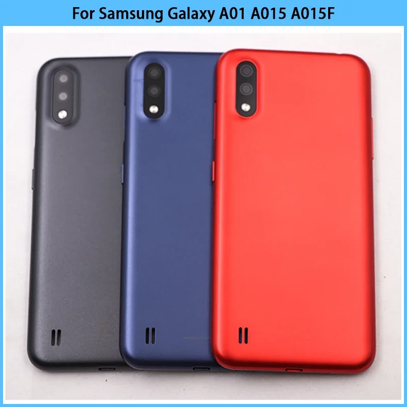 New For Samsung Galaxy A01 A015 A015F SM-A015F/DS Battery Back Cover Plastic Panel Rear Door A01 Housing Case Camera Lens Replac