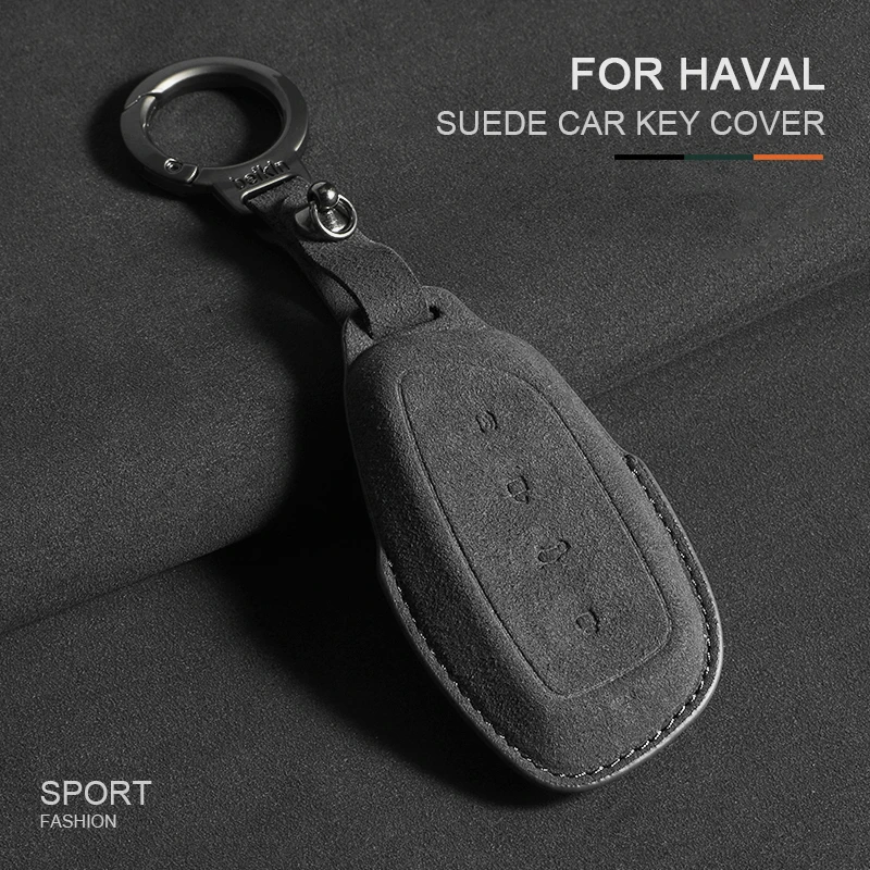 

For Great Wall Haval H3 F3 Dragon 2024 F7 II H9 II N3 Suede Leather Key Holder Case Cover Protector Shell Keychain Accessories