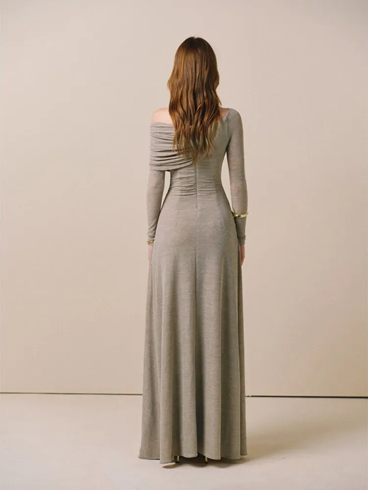 Ele Abito da sera lavorato a maglia drSlim Fit in raso lungo da ballo DrOne oulder Sli Abito Faion Materiale ad alta intensità