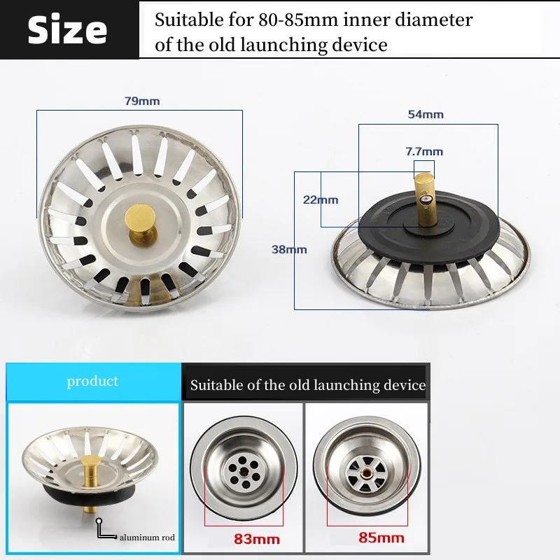 Sink Strainer Drains Filter Stainless Steel Kitchen gadgets Accessories Stopper Waste Plug Bathroom Lavabo Hair Colander Catcher