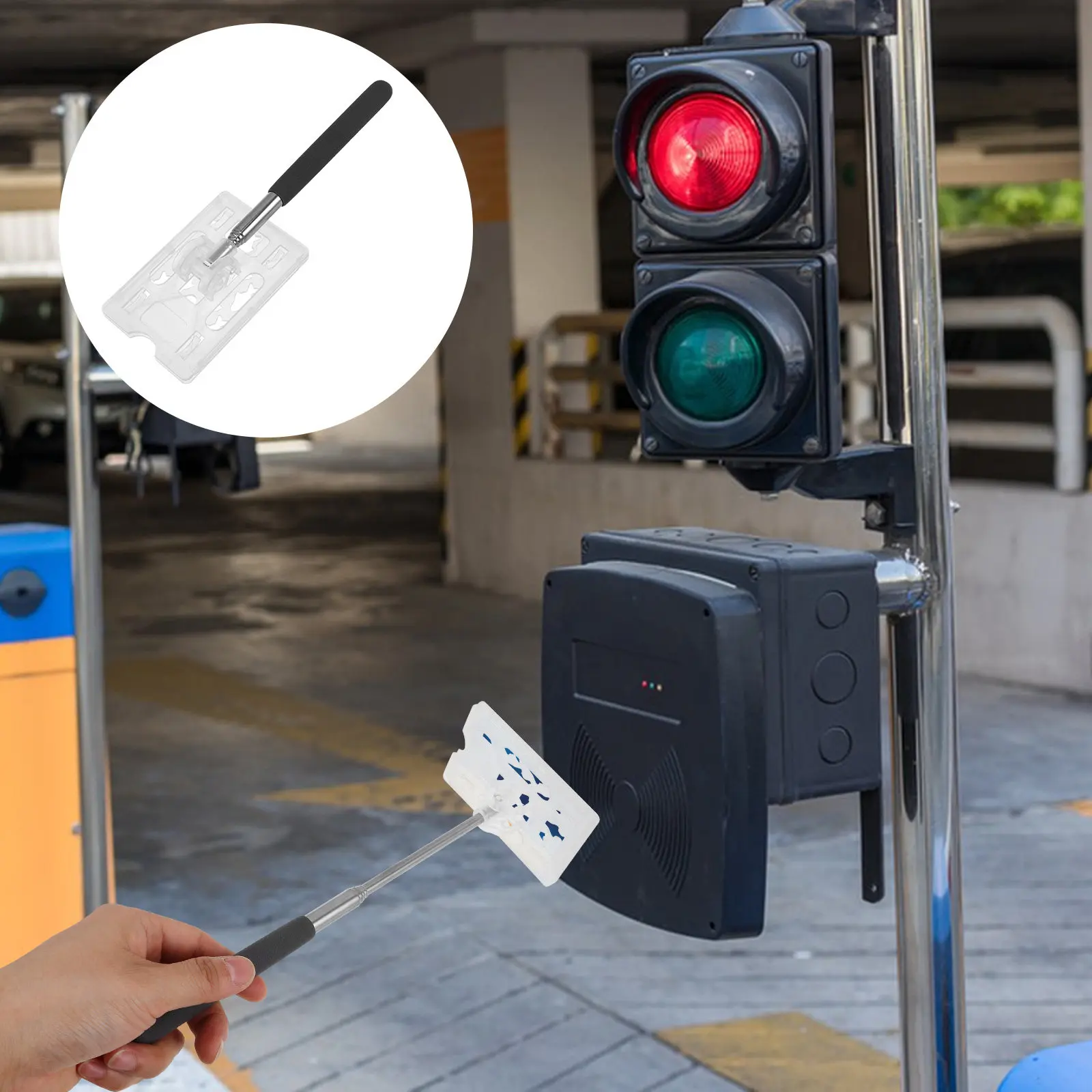 

Car Parking Payment Rod Telescopic Card Grabber Tool Portable Lightweight Contactless Device for Parking Fees Garage Entry