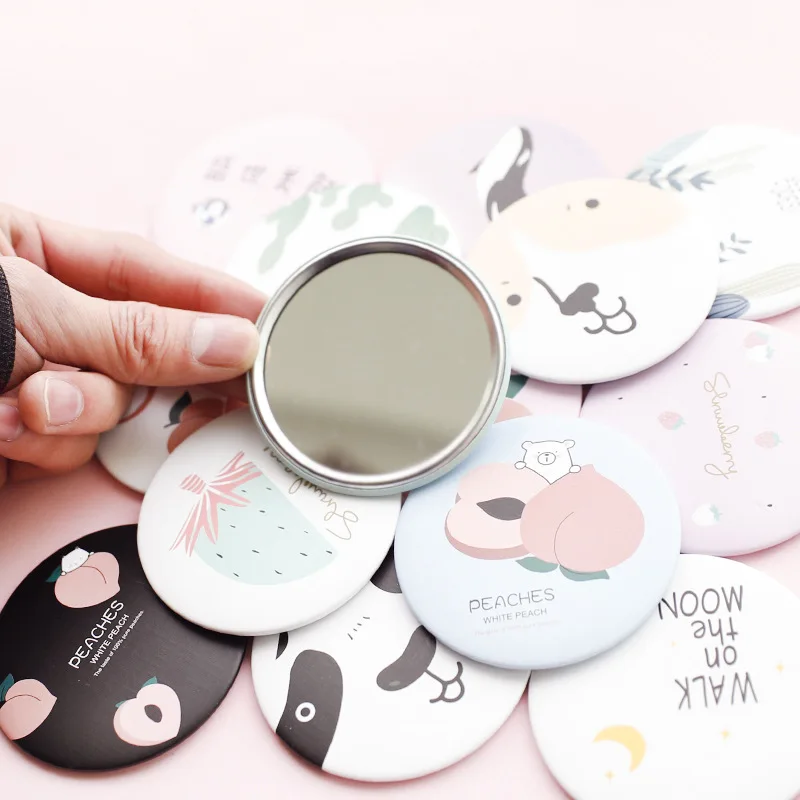 DSHOU194 Anti-fall Cartoon Portable Small Mirror Cute Girls Makeup Mirror Pocket Mirror for Beauty Tools