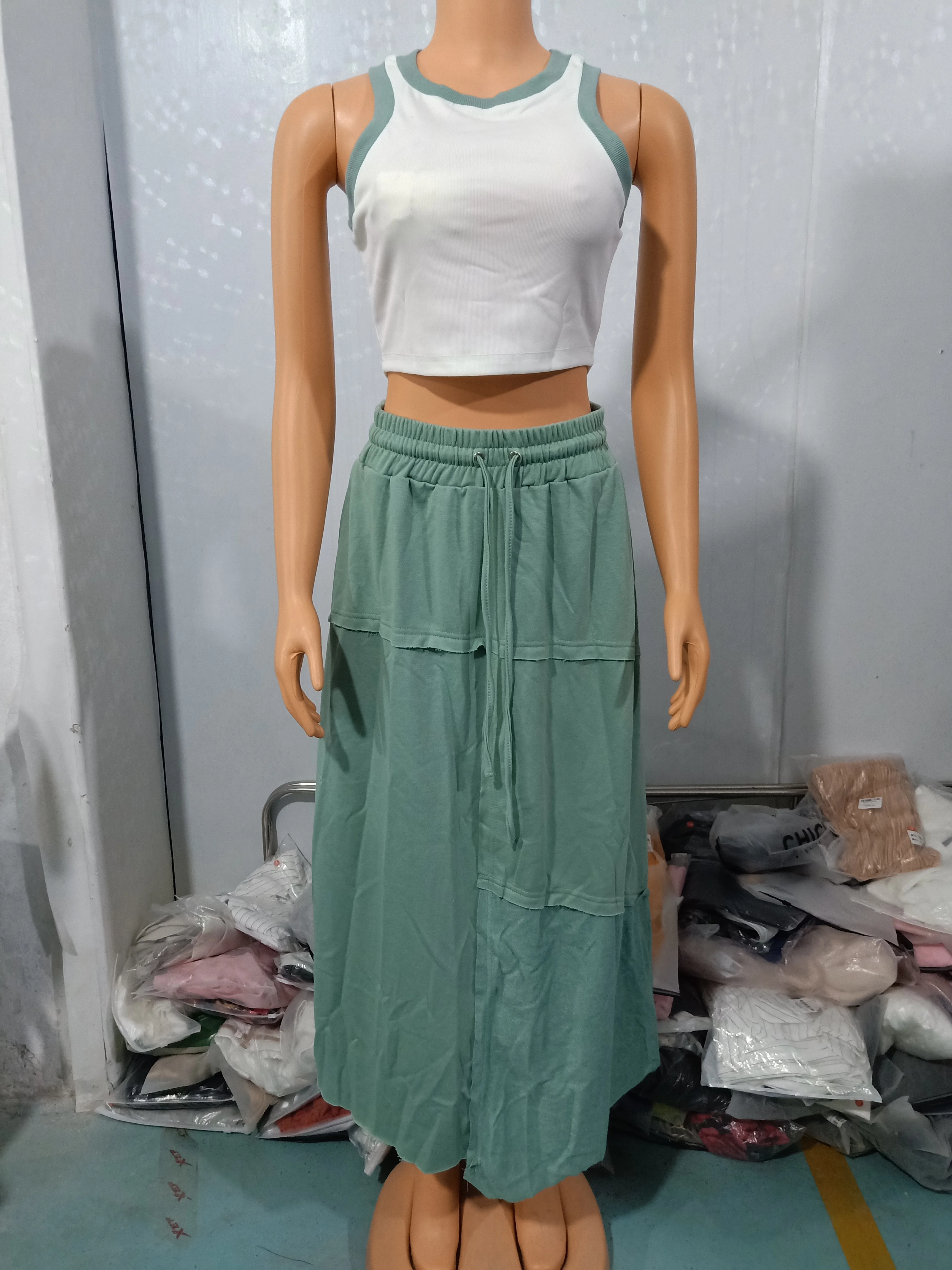 Trajes de moda para mujer 2024 Primavera Verano última combinación de ceremonia dulce informal Color sólido sin mangas camiseta sin mangas conjunto