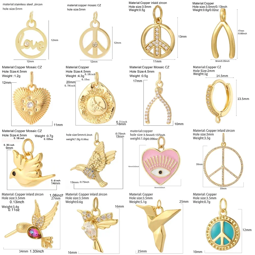 Y2K Sign of Peace and Love Necklace for Women Gold Color Wish Bone Diy Pendant Stainless Steel Long Chain Choker Lucky Amulet