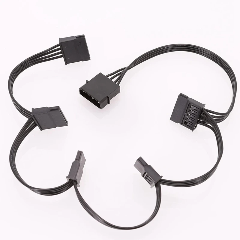 2 buah Molex 4Pin IDE ke 5 SATA 15Pin Hard Drive Power Supply kabel Splitter untuk DIY PC Sever 18AWG 4-Pin ke 15-Pin Power